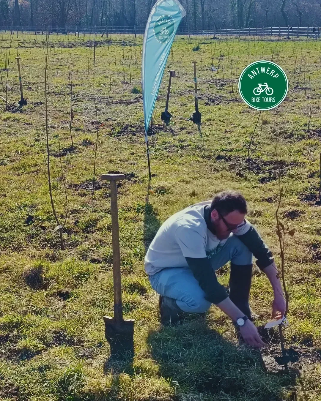 3ème action de plantation d'arbres pour Antwerp Bike Tours